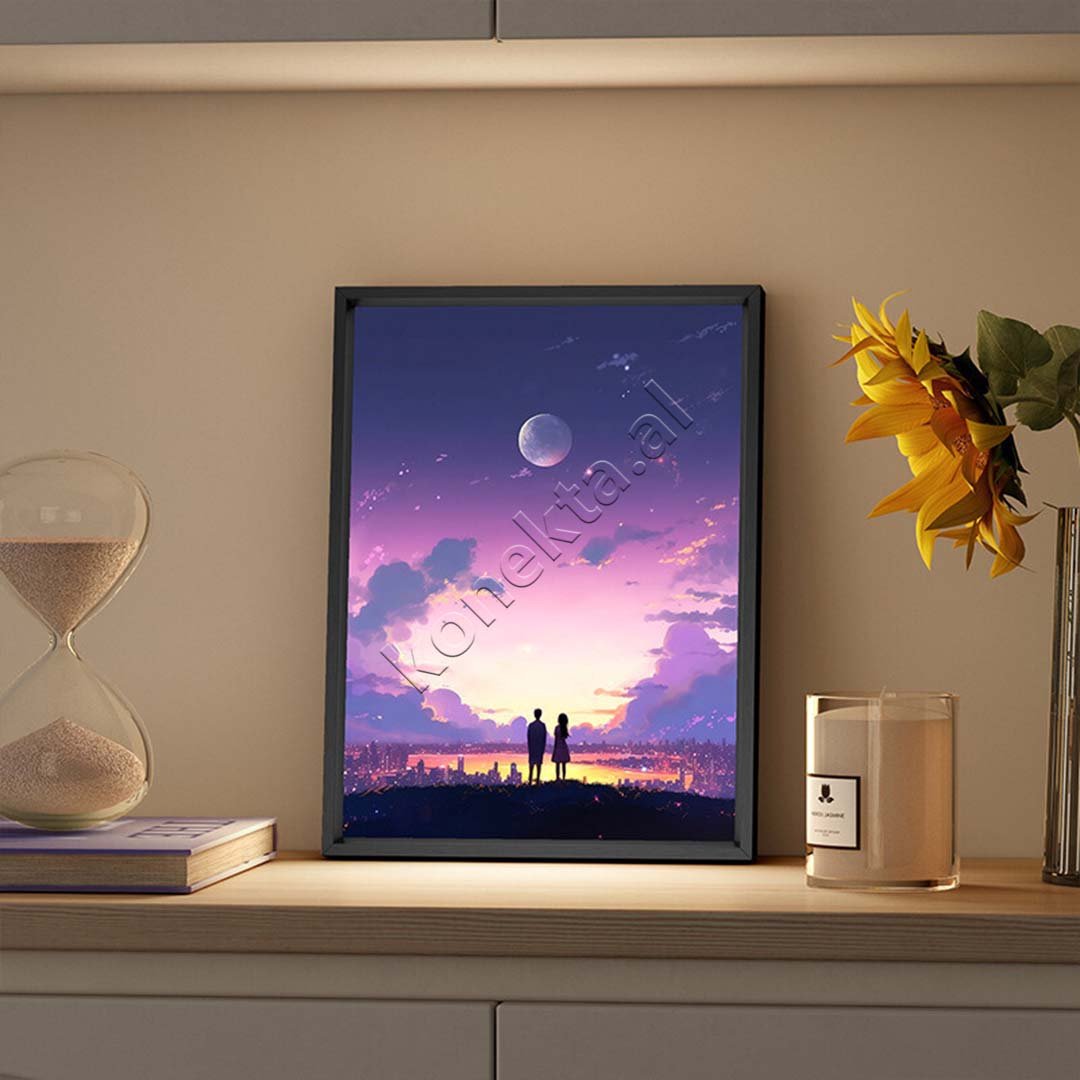 tjetertjeter Drite Artistike Me Boks Te Integruar Altoparlante, 18x24cm, Bluetooth 5.0, 3W*2, 3000K, USB - Thumbnail 2