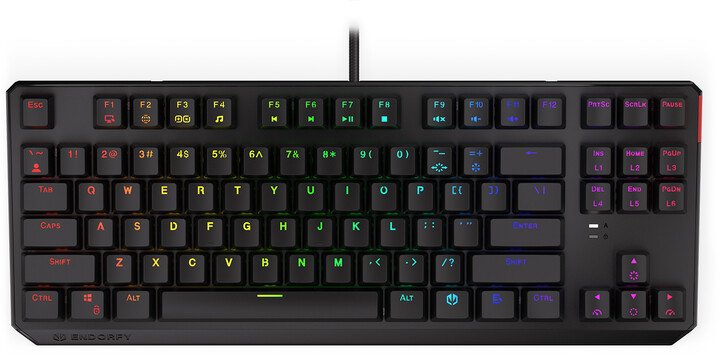 Endorfy Thock TKL Blue Keyboard, Kailh Blue, US, Black - Image 1