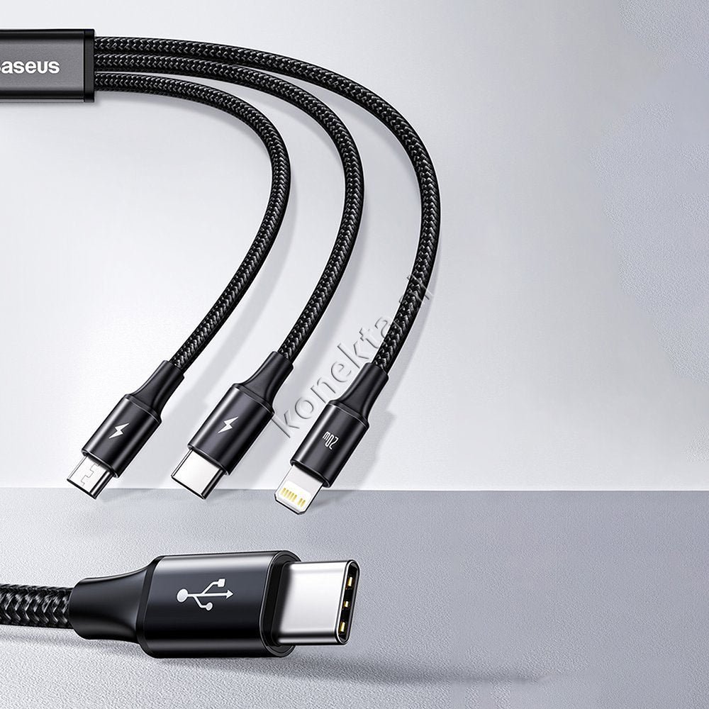 Baseus 3 in 1 Charging Cable, Type-C / Lightning / Micro, 20W, 1.5m - Thumbnail 8