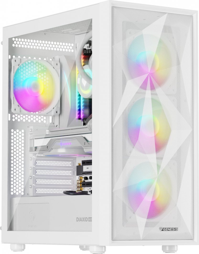 Genesis Diaxid 605 ARGB Case, White, Midi Tower - Image 1