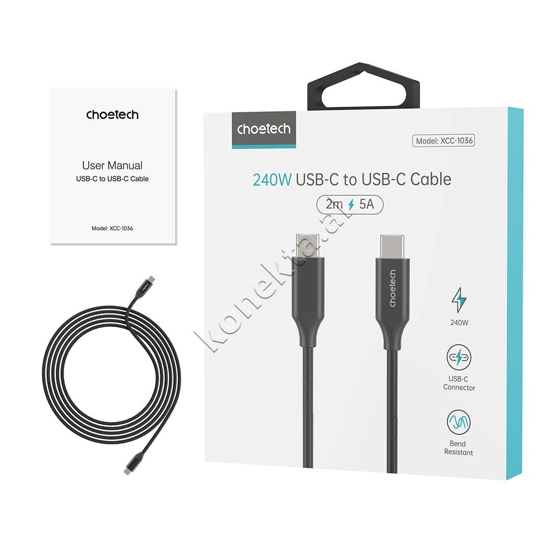 Choetech Type-C Cable, 240W, 2m - Thumbnail 8