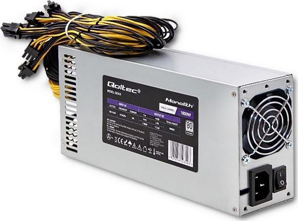 Qoltec Gaming Miner PCI-E 50349 Inny Power Supply, 1800W - Image 1