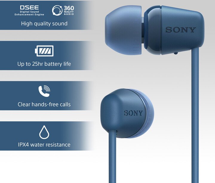 Sony WI-C100 Earbuds, Blue - Thumbnail 6