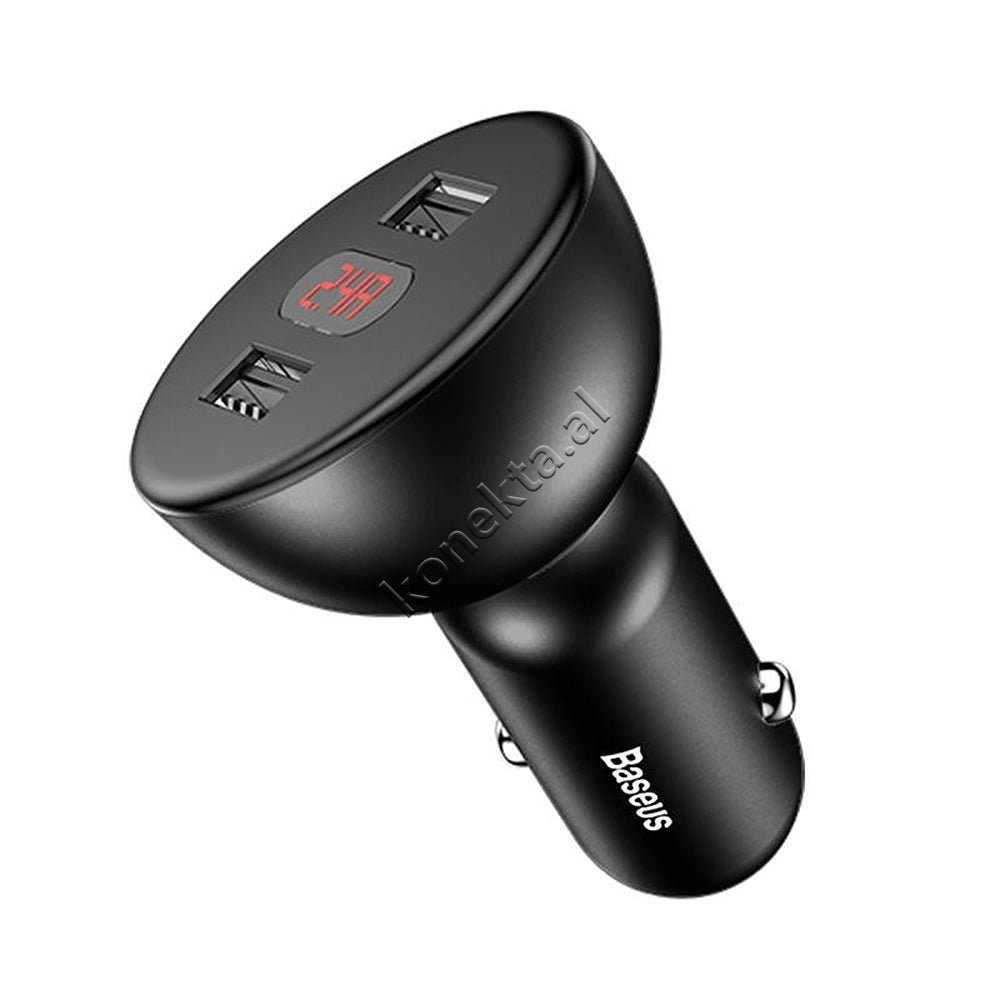 Baseus Car Charger Adapter, Black / Red, 360° Rotatable Head - Thumbnail 4