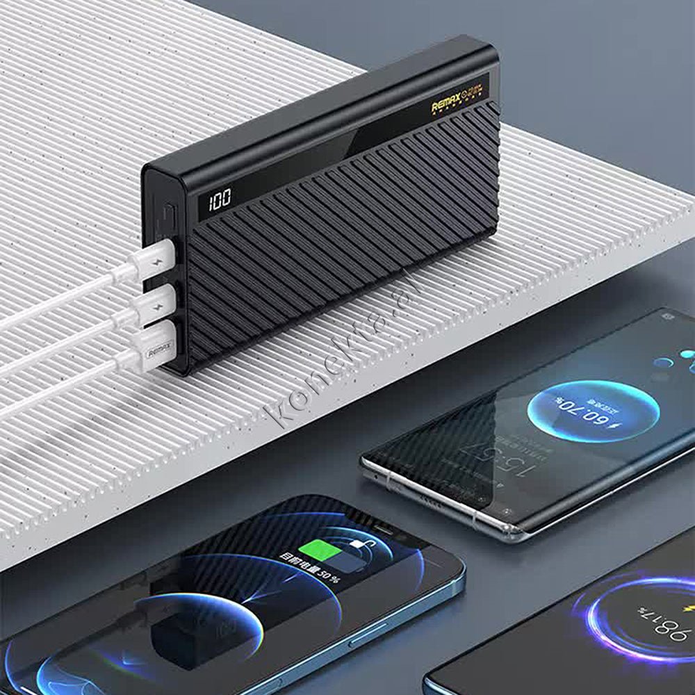 Remax 22500mAh Power Bank, 65W, 3 Ports, Black / White - Thumbnail 6
