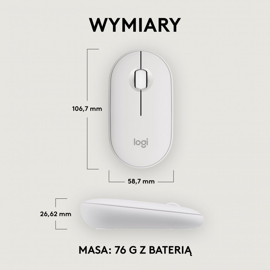 Logitech Pebble 2 M350s Mouse, White - Thumbnail 7