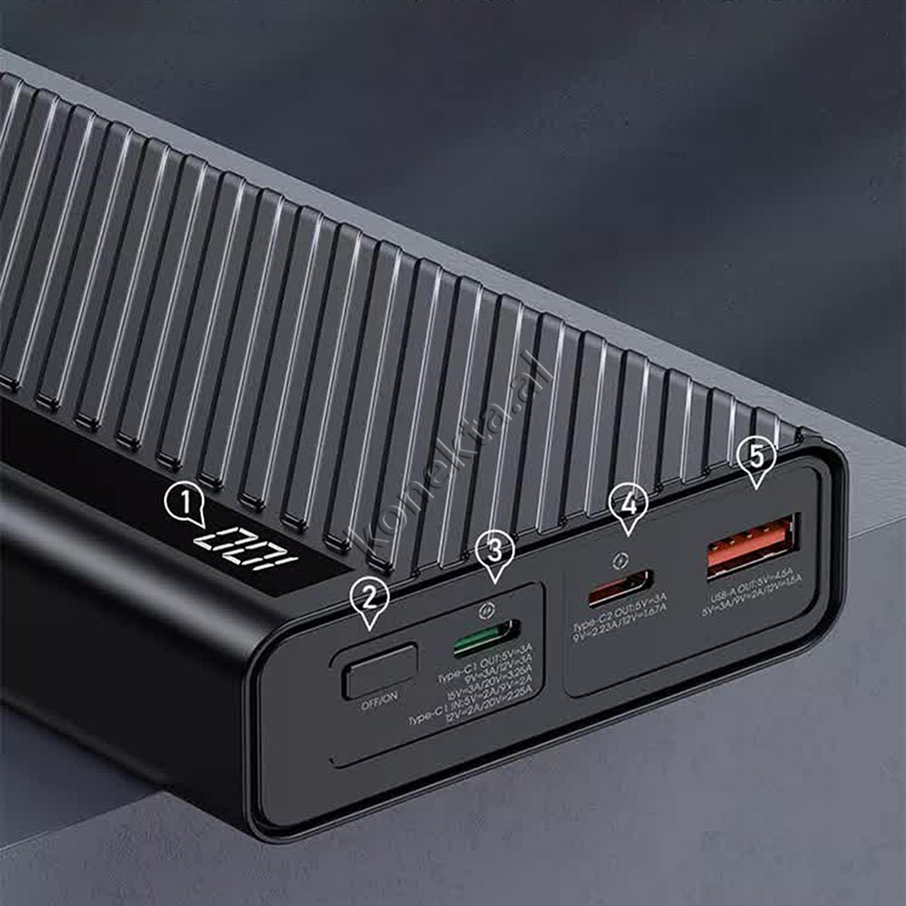 Remax 22500mAh Power Bank, 65W, 3 Ports, Black / White - Thumbnail 7