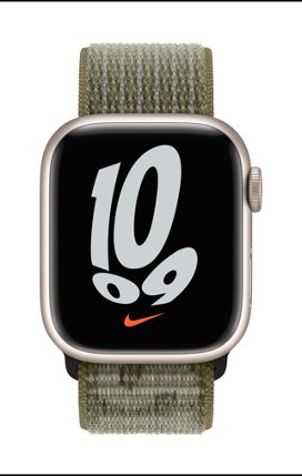 Apple Watch Nike Sport Loop, Sequoia Pure Platinum, 45mm - Image 1