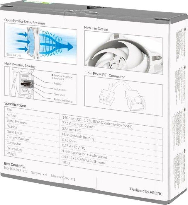 Arctic BioniX P140 Fan, 140 mm, White - Thumbnail 7