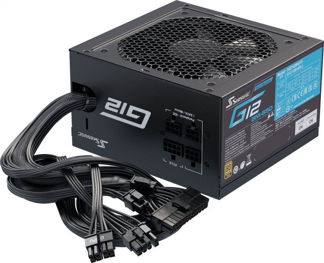 Seasonic G12 GM G12-GM-650 ATX Power Supply, 650W - Image 1