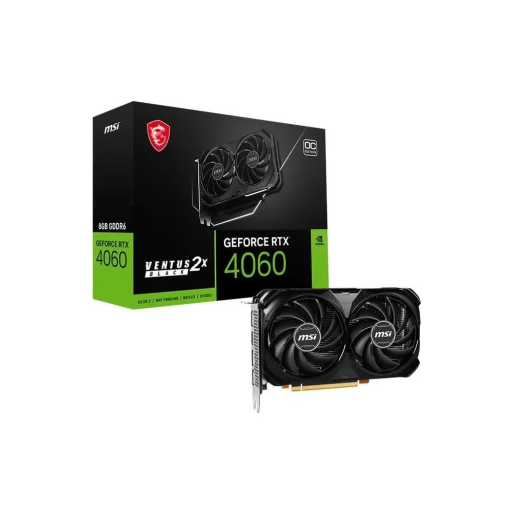 MSI GeForce RTX 4060 Ventus 2X Graphics Card, 8GB, Black, OC, GDDR6 - Image 1