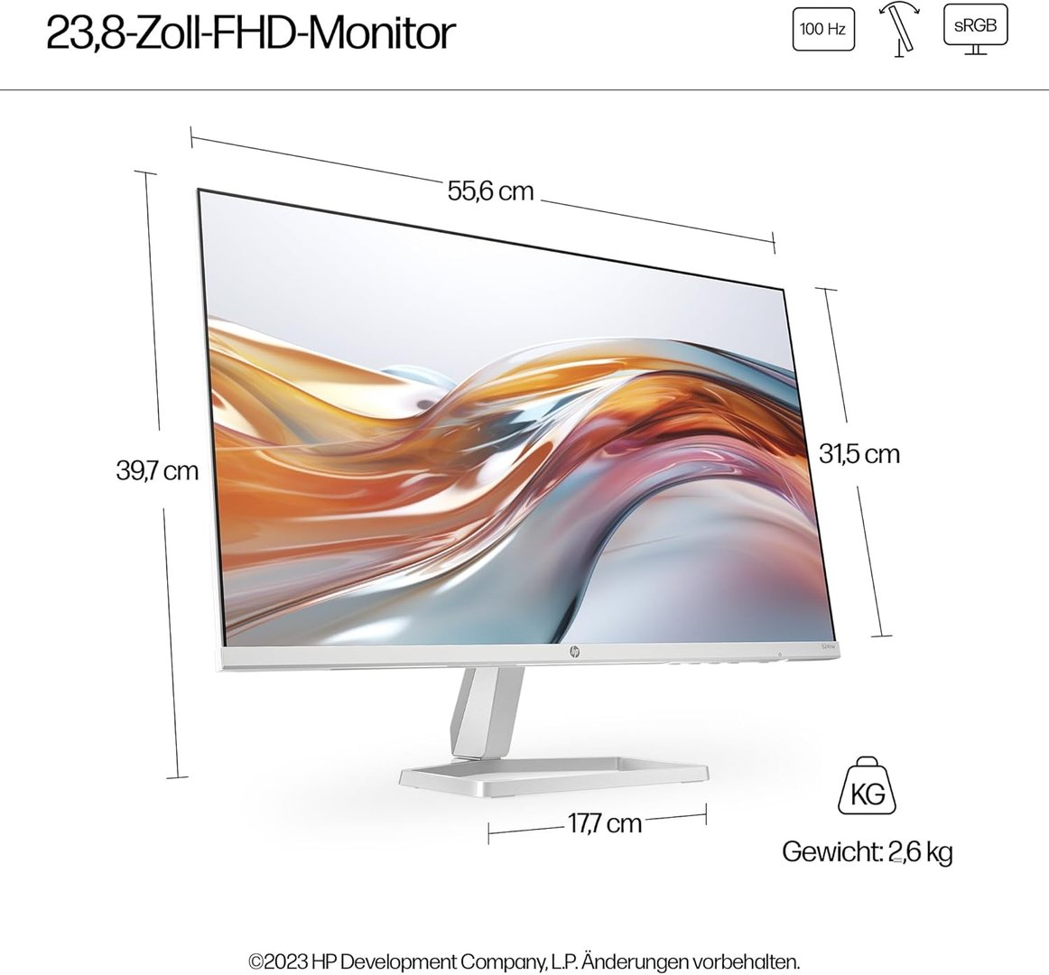 HP Series 5 524SW Monitor, 24 Inch IPS Panel - Thumbnail 5