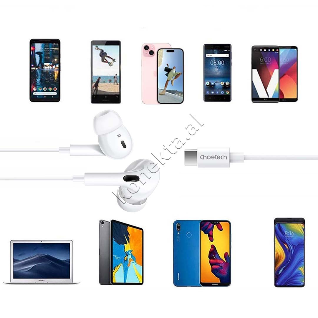 Choetech Wired Earphones, Silicone, Type-C Cable - Thumbnail 4