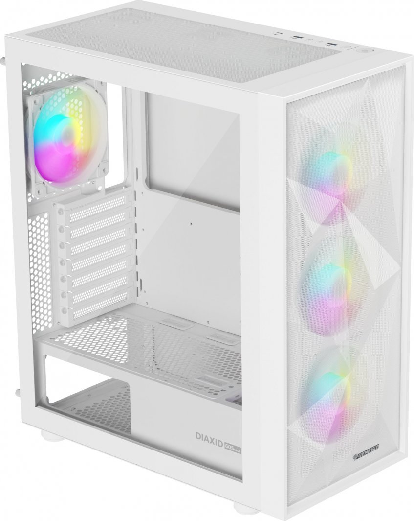 Genesis Diaxid 605 ARGB Case, White, Midi Tower - Thumbnail 4