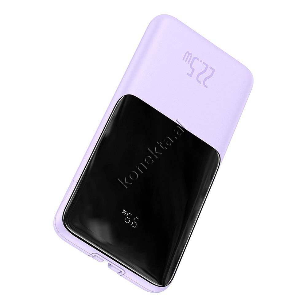 Baseus 22.5W 10000mAh External Battery, Purple, With 1 Port and Lightning & Type-C Cable - Thumbnail 4