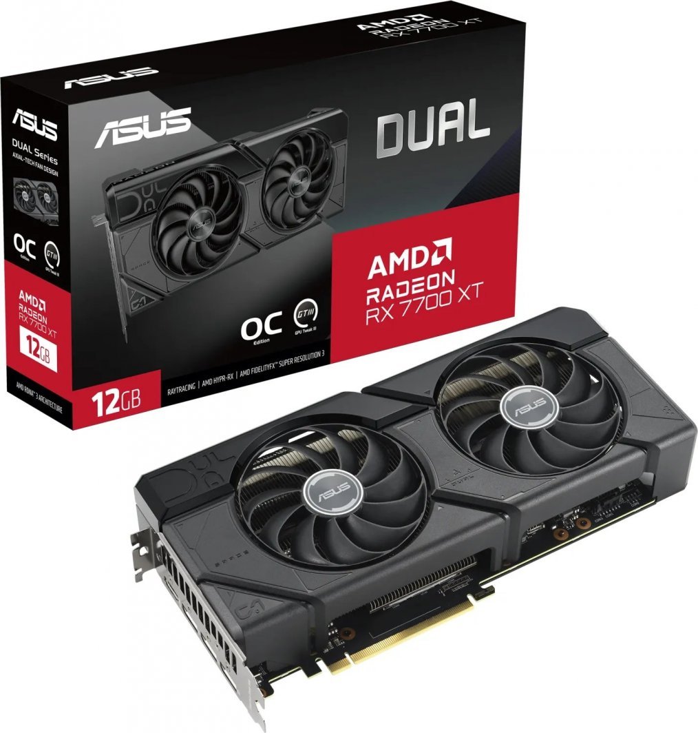 Asus Dual Radeon RX 7700 XT OC Graphics Card, 12GB GDDR6 - Image 1