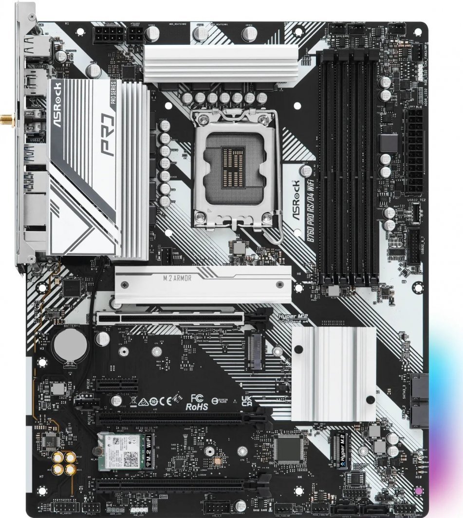 ASRock B760 PRO RS/D4 WIFI Motherboard, Black - Thumbnail 2