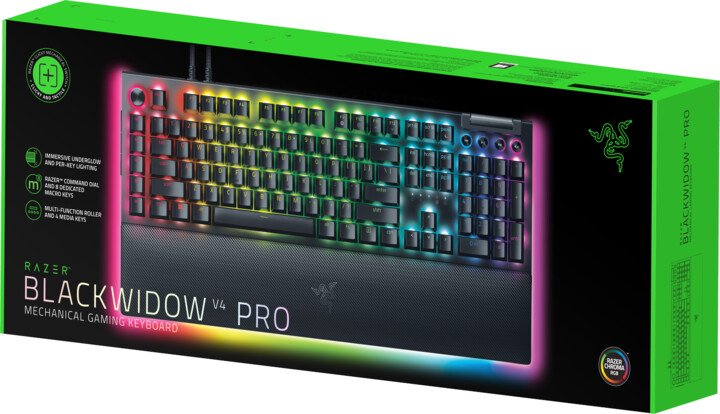 Razer BlackWidow V4 Pro Keyboard, Razer Yellow, US, Black - Thumbnail 6