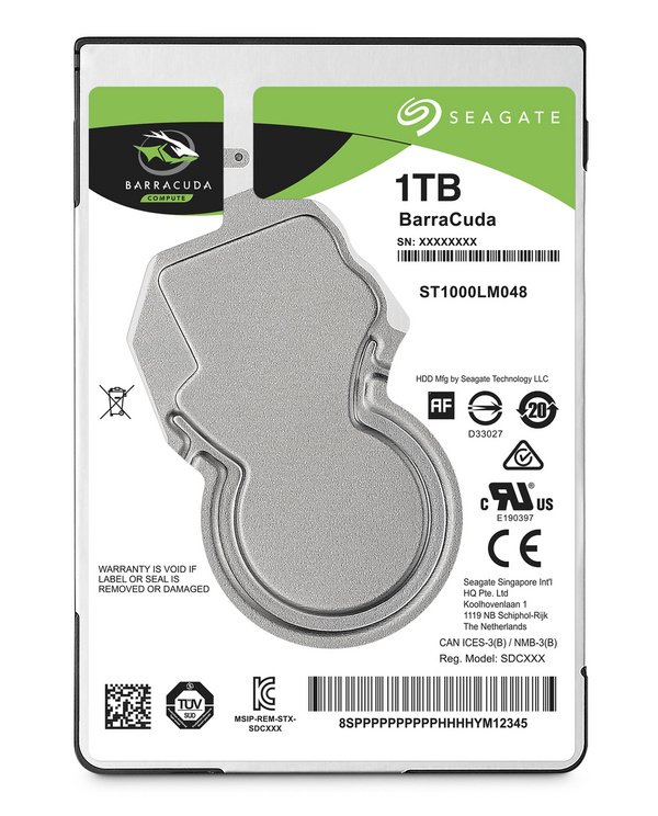 Seagate BarraCuda ST1000LM048 Hard Disk, 2.5", 1TB, SATA III, Black - Image 1