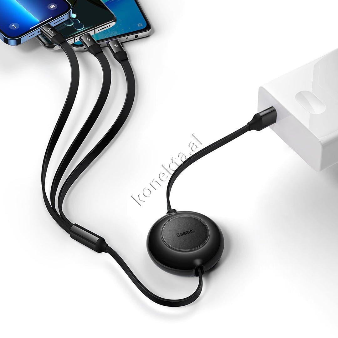 Baseus 3 in 1 Charging Cable, Type-C / Lightning / Micro, 66W, 1.1m - Thumbnail 8