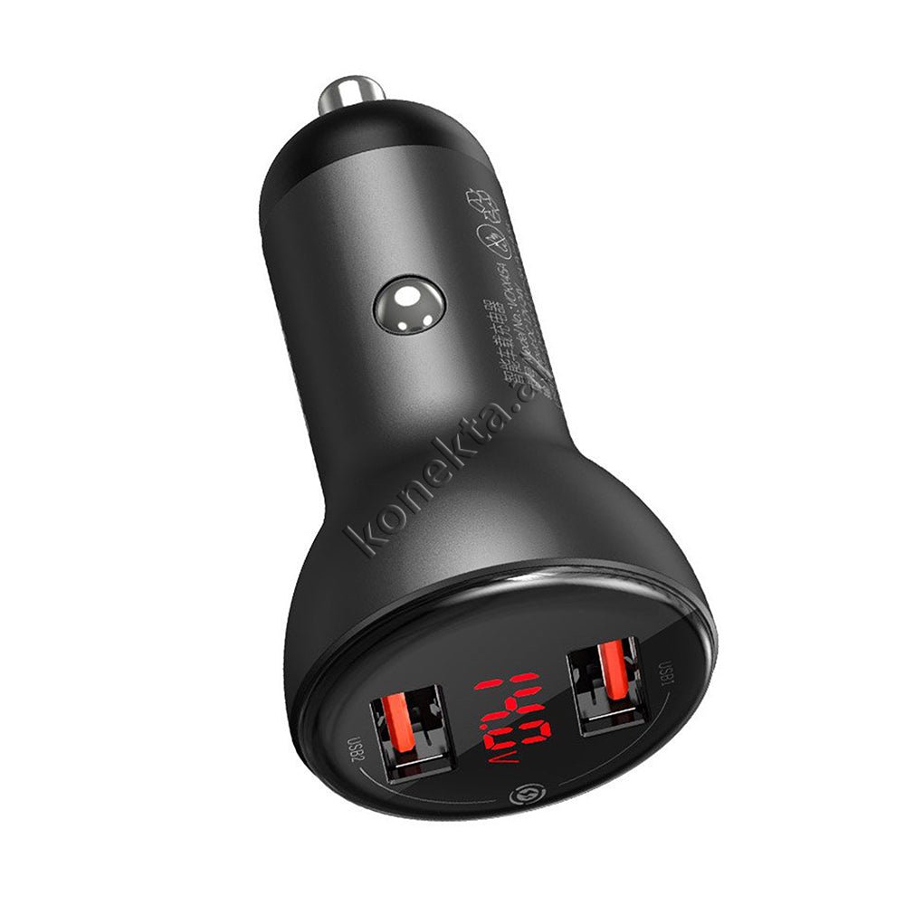 Baseus 45w Car Charger Adapter, Black, Dual Port - Thumbnail 5