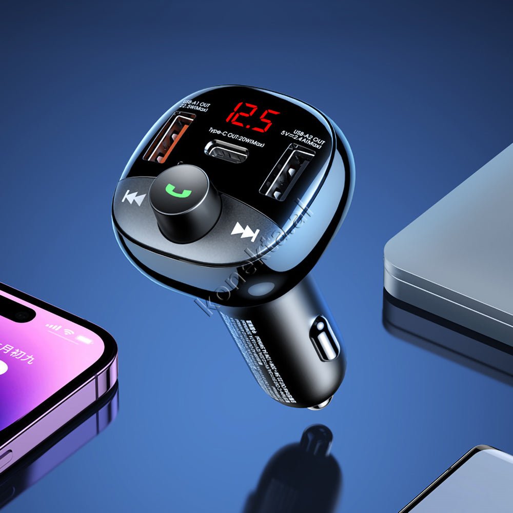 Remax Car Charger with MP3 and Bluetooth, 54.5W, 3 Charging Ports, TF Card - Image 1