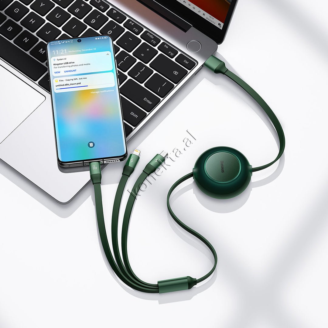 Baseus 3 in 1 Charging Cable, Type-C / Lightning / Micro, 66W, 1.1m - Thumbnail 17