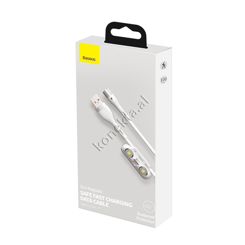 Baseus Kabell USB Me Koke Magnetike 3 Ne 1 Lightning, Micro & Type-C, E Zeze / E Bardhe - Thumbnail 27