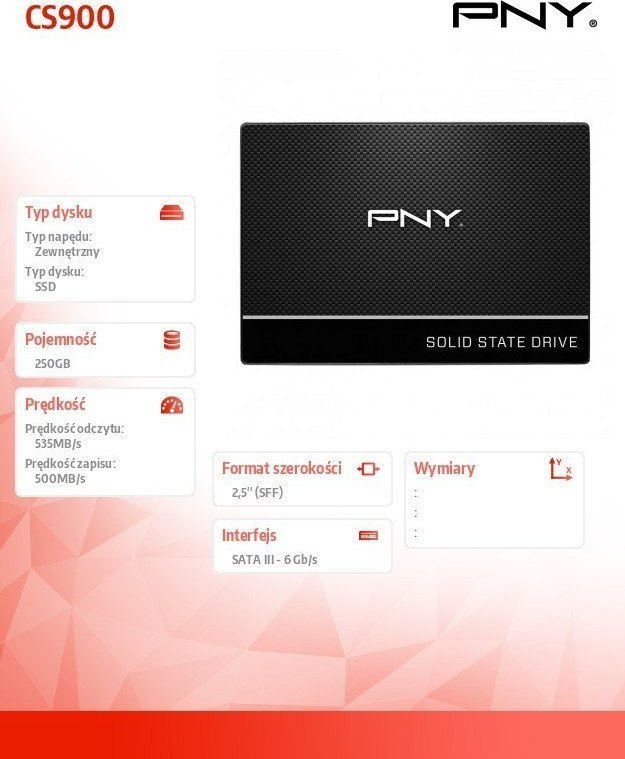 PNY CS900 SSD, 250GB, 2.5" SATA III - Thumbnail 3