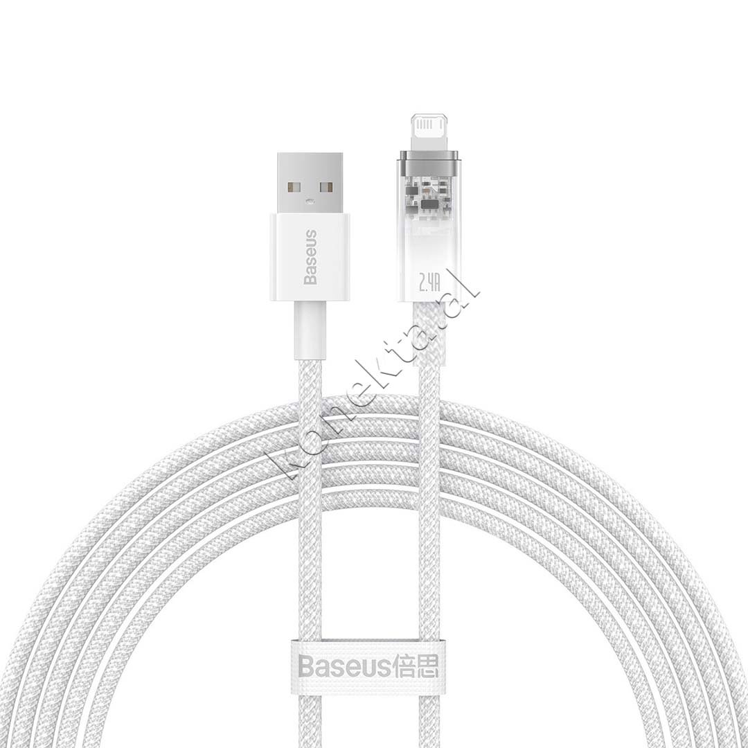Baseus USB to Lightning Charging Cable, 2m, White - Image 1