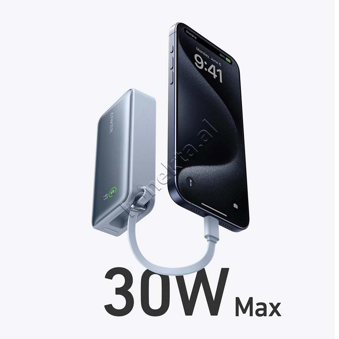 Anker 10000mAh Battery 30W Me Fishe Type-C Te Terheqshme - Thumbnail 2