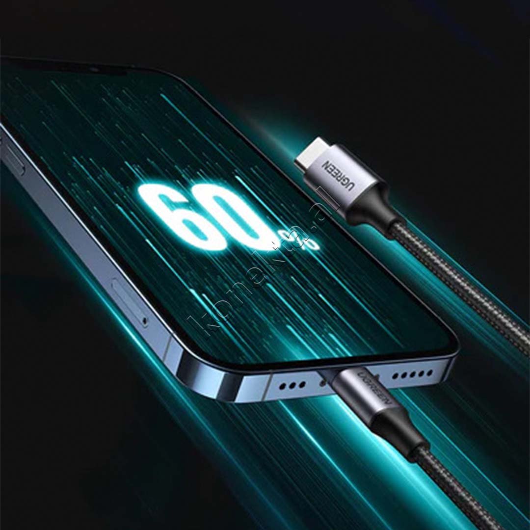 UGreen USB-C to Lightning Cable, 1m, Black / Silver - Thumbnail 8
