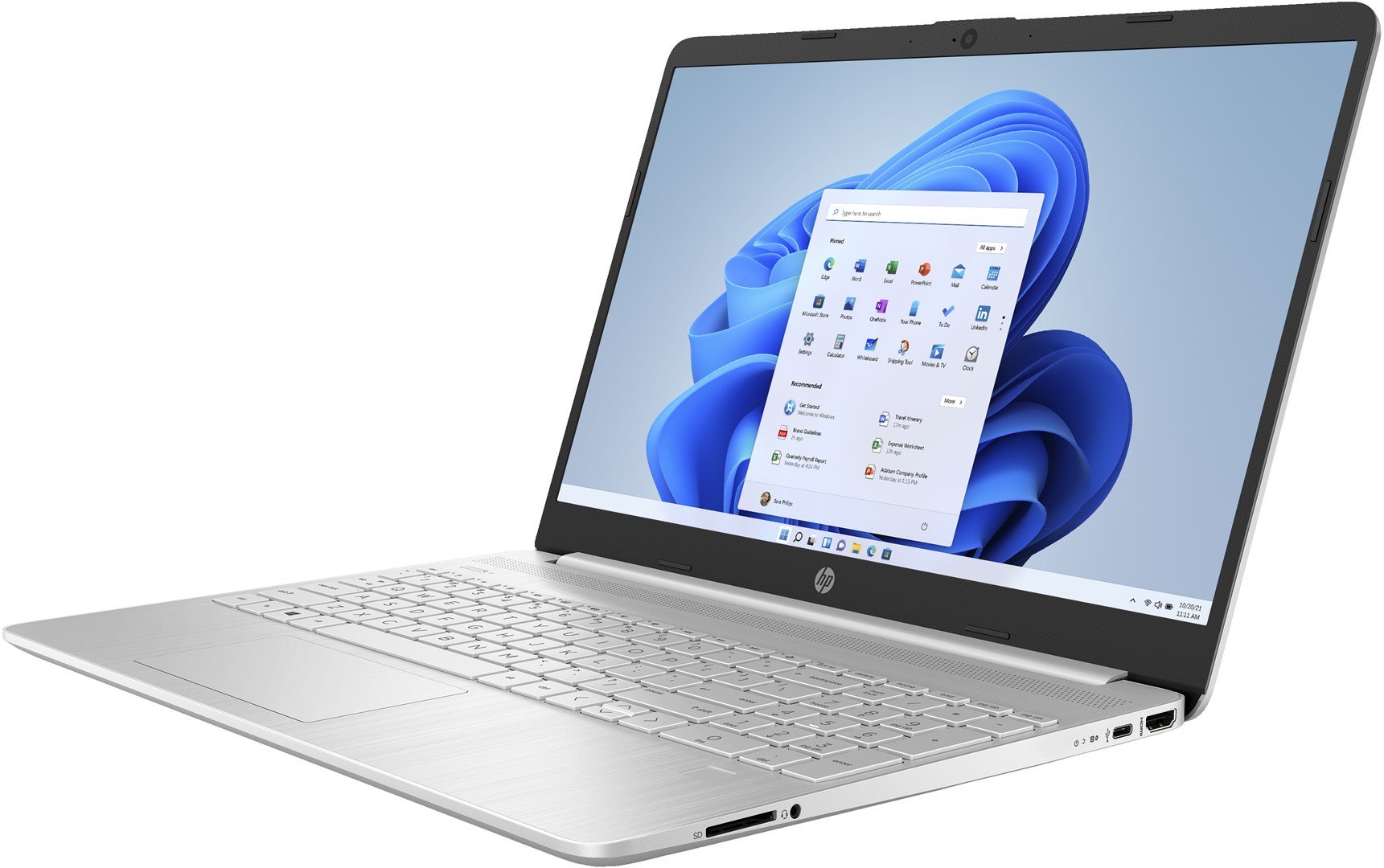 HP 15s-eq2289nw Laptop, 15.6", AMD Ryzen™ 3 5300U, 16GB DDR4-SDRAM, 256GB SSD, Integrated AMD Radeon Graphics, Silver - Thumbnail 2