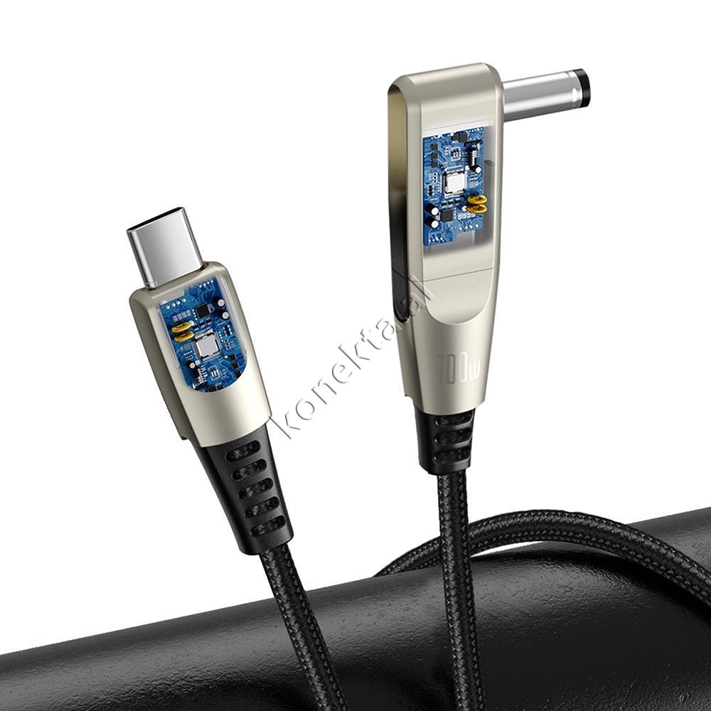 Baseus 2 Ne 1 Type-C Dhe Adaptor Laptopi Cable, 5.5mm x 2.5mm, 2m, Black - Thumbnail 4