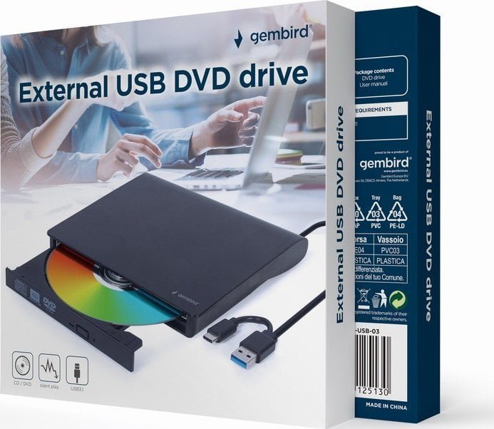 Gembird DVD Adapter, Black - Thumbnail 2