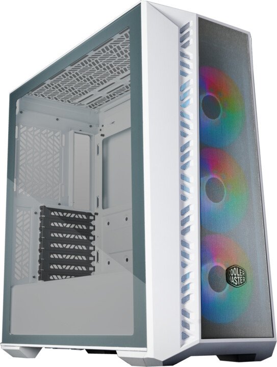 Cooler Master MasterBox 520 Mesh Case, Transparent Side, White - Image 1