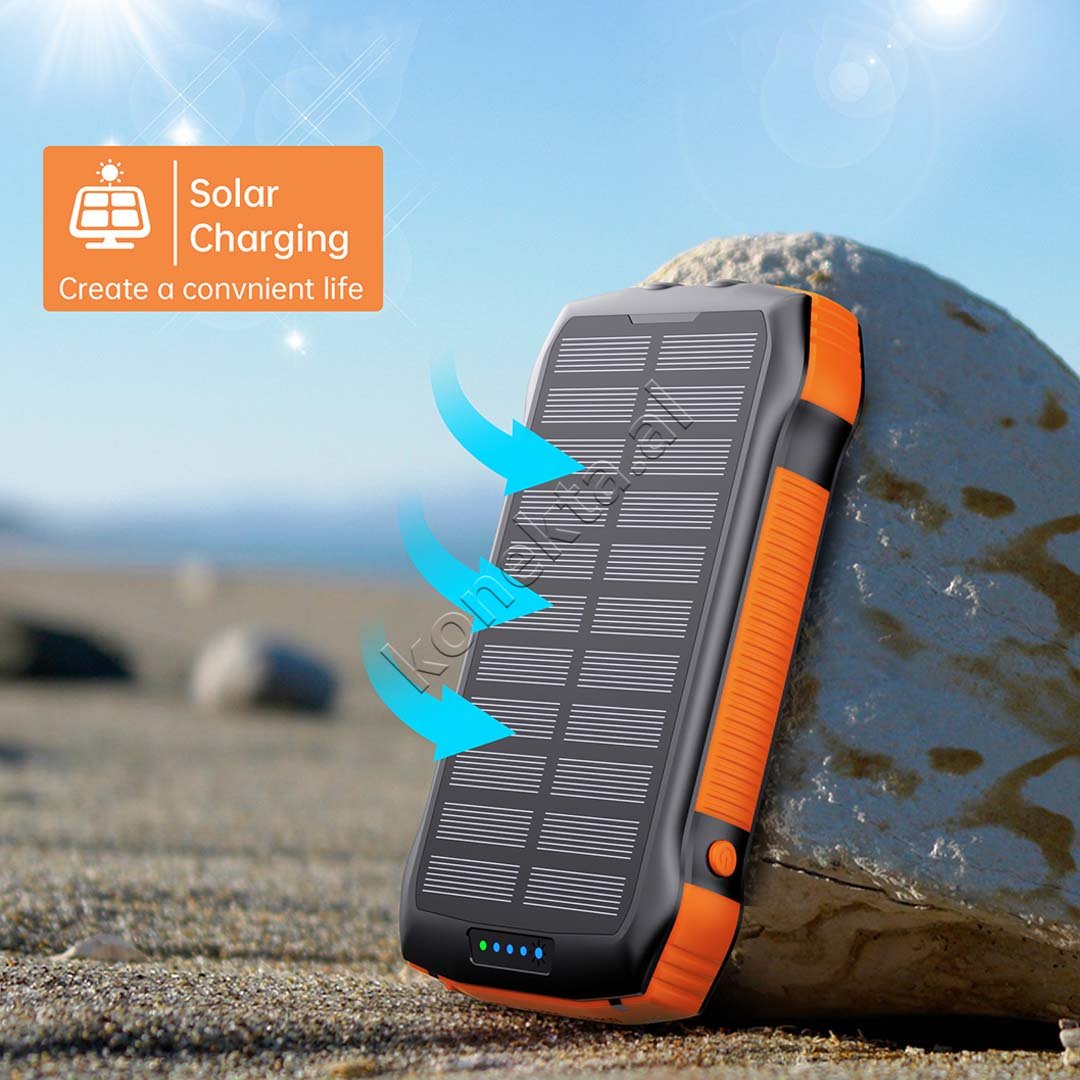 Choetech 20000mAh Solar Panel Power Bank, Black, Orange, White, Blue, Green - Thumbnail 8