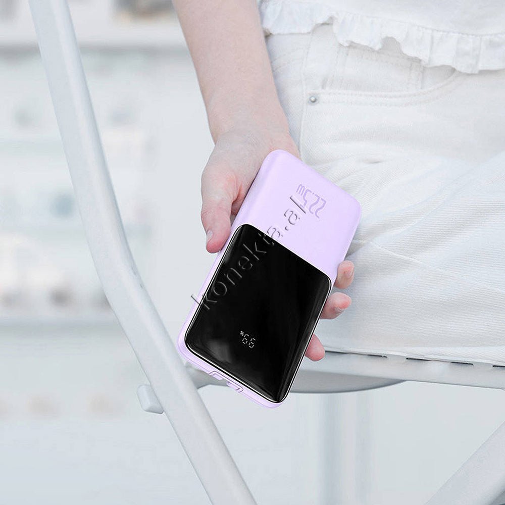 Baseus 22.5W 10000mAh External Battery, Purple, With 1 Port and Lightning & Type-C Cable - Thumbnail 13