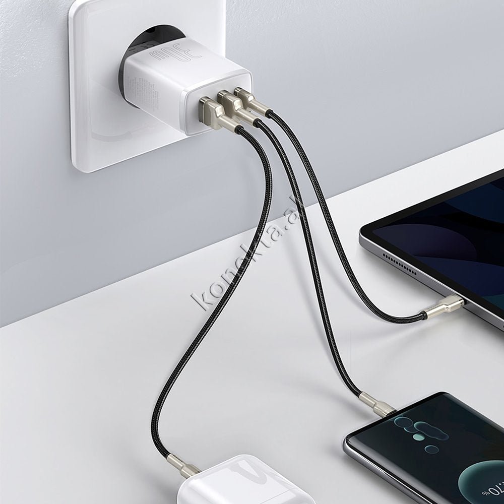 Baseus Fast Charge 30W Charger, 3 Ports - Thumbnail 22