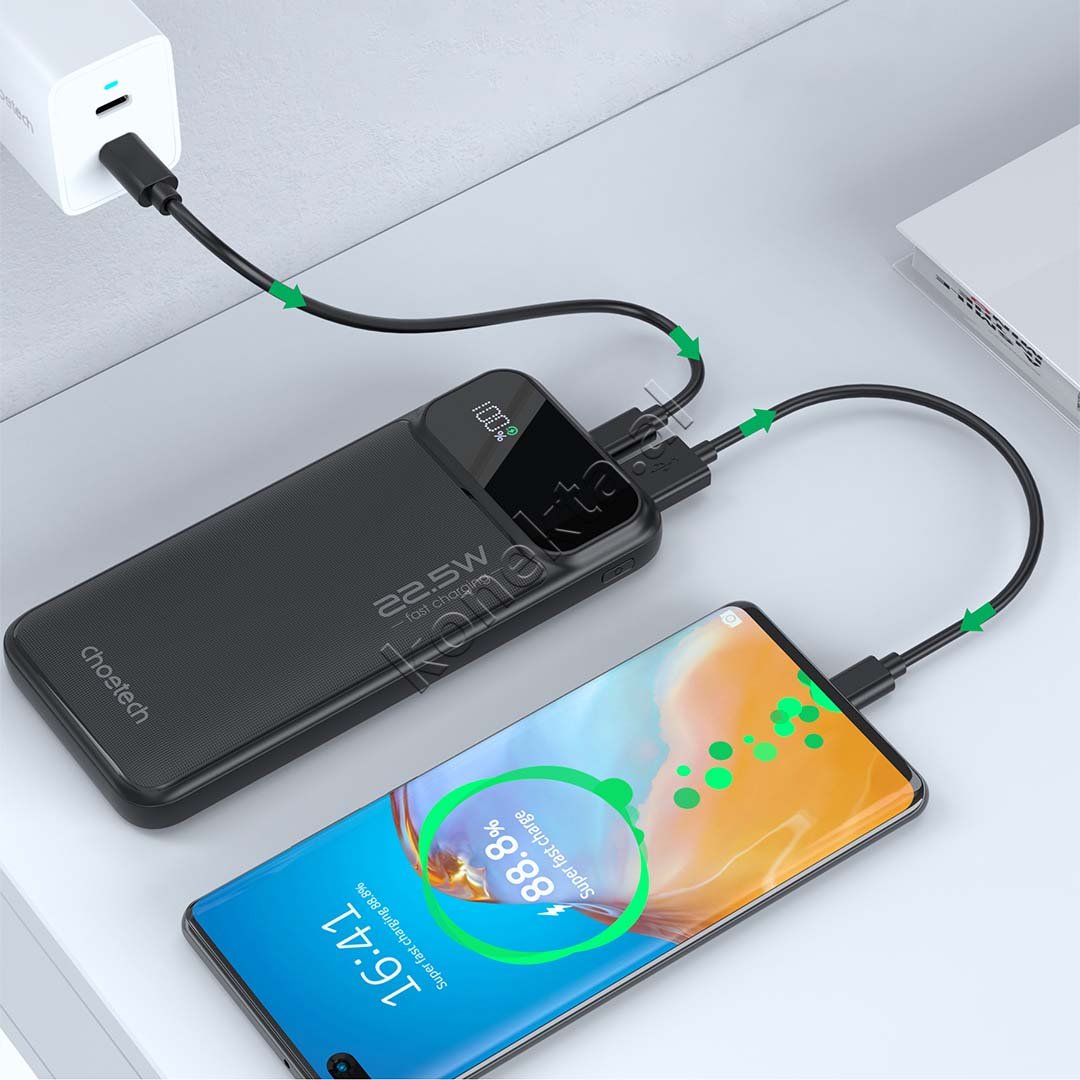 Choetech 10000mAh Power Bank, Black - Thumbnail 7