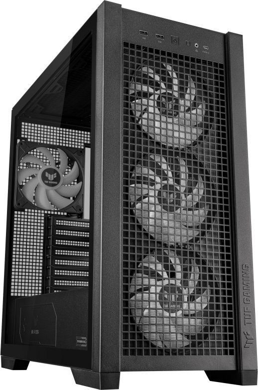 Asus TUF Gaming GT302 TG ARGB Case, Black, Midi Tower - Thumbnail 2