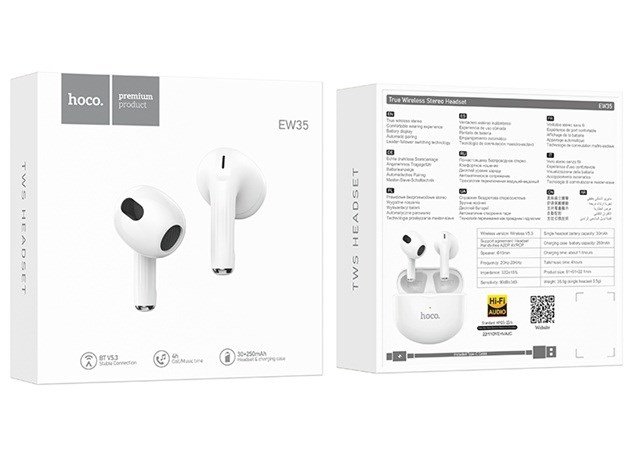Hoco EW35 Sonido Wireless Bluetooth Earbuds, White - Thumbnail 10
