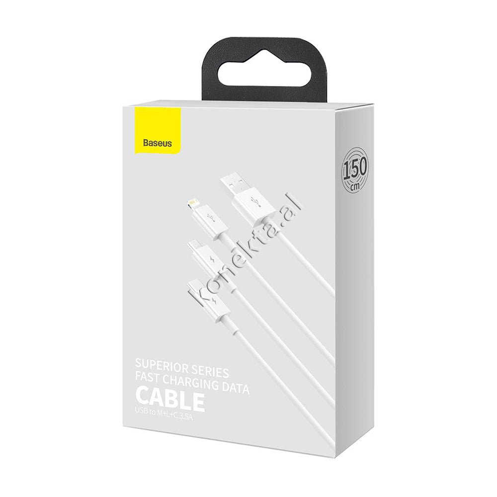 Baseus 3 in 1 Charger Cable, 1.5m - Thumbnail 2