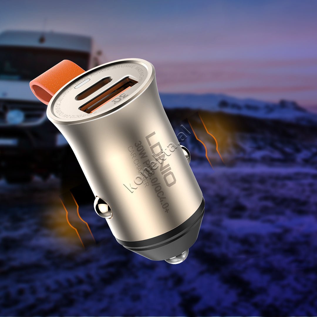 LDNIO 30W Car Charger Adapter, Black / Silver - Thumbnail 4