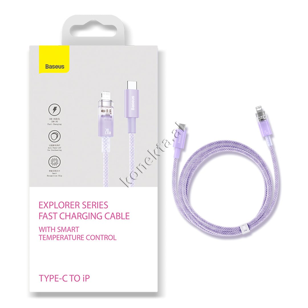 Baseus Type-C to Lightning Cable, 1m, Transparent, 20W, Automatic Shutoff - Thumbnail 16