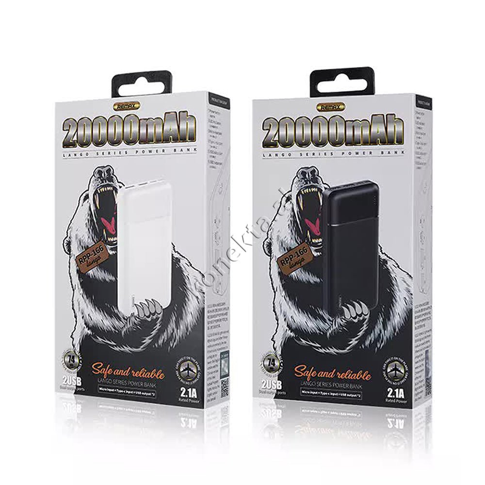 WK 20000mAh Power Bank, 2 Ports, Black/White - Thumbnail 2