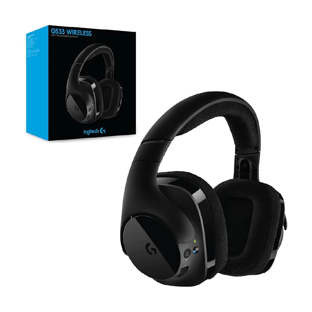 Logitech G533 Gaming Headphones, Black, Wireless, 7.1 Surround Sound - Image 1