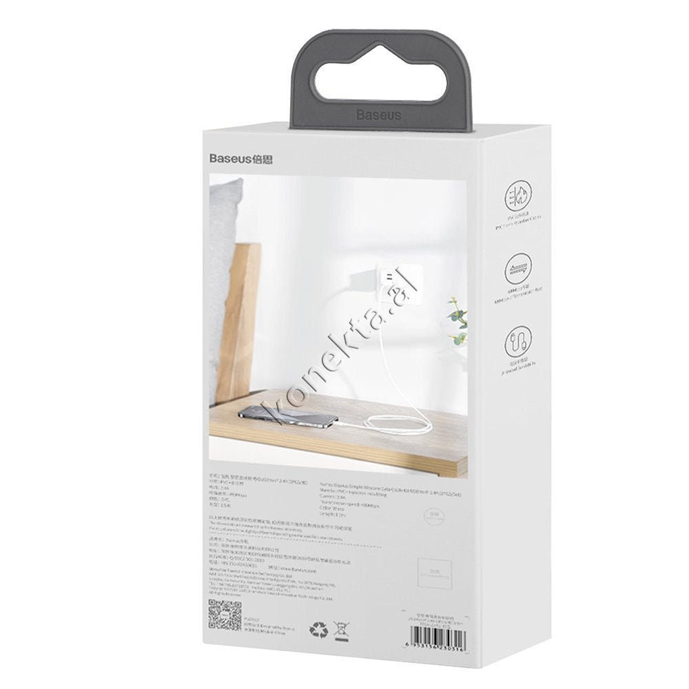 Baseus Lightning Charging Cable, 1.5m, 2.4A, White - Thumbnail 12