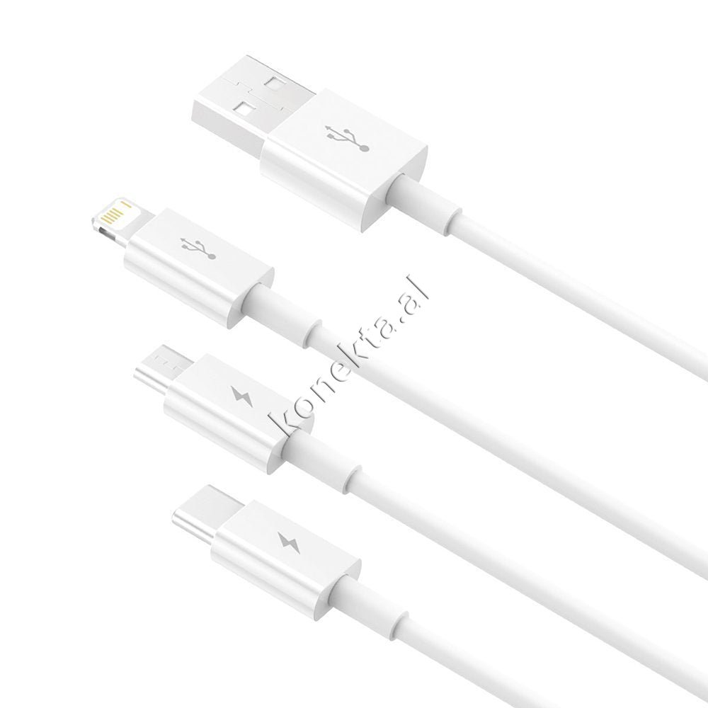 Baseus USB Cable 3 in 1 Lightning, Micro & Type-C, 1.5m, White - Thumbnail 5