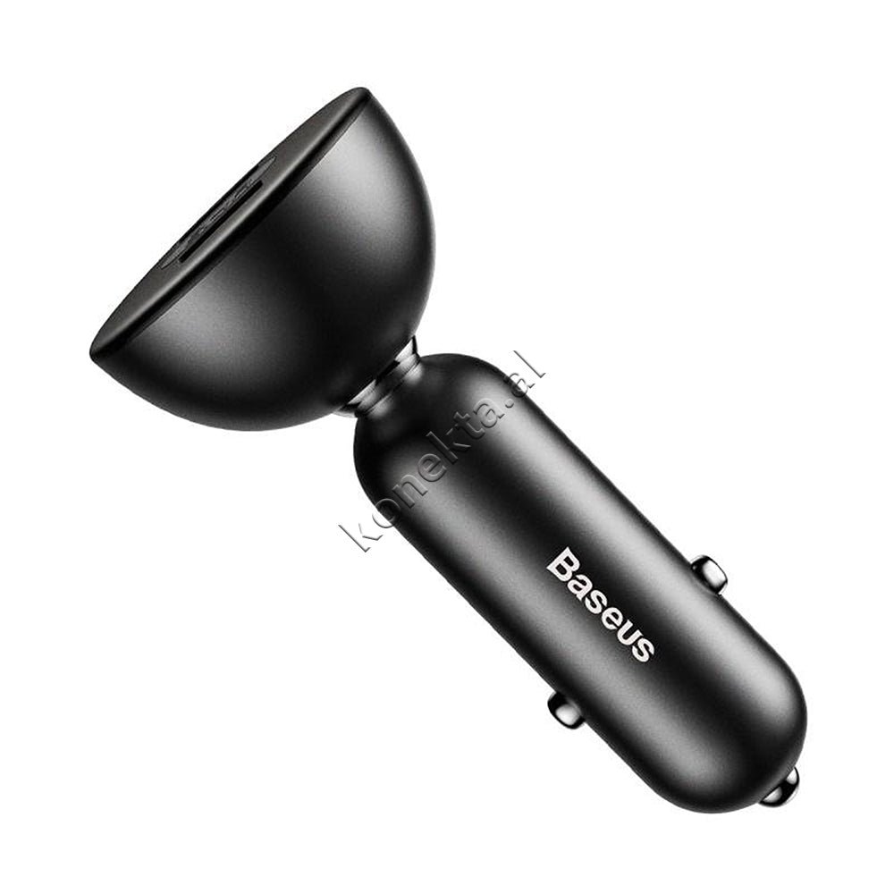Baseus Car Charger Adapter, Black / Red, 360° Rotatable Head - Thumbnail 7